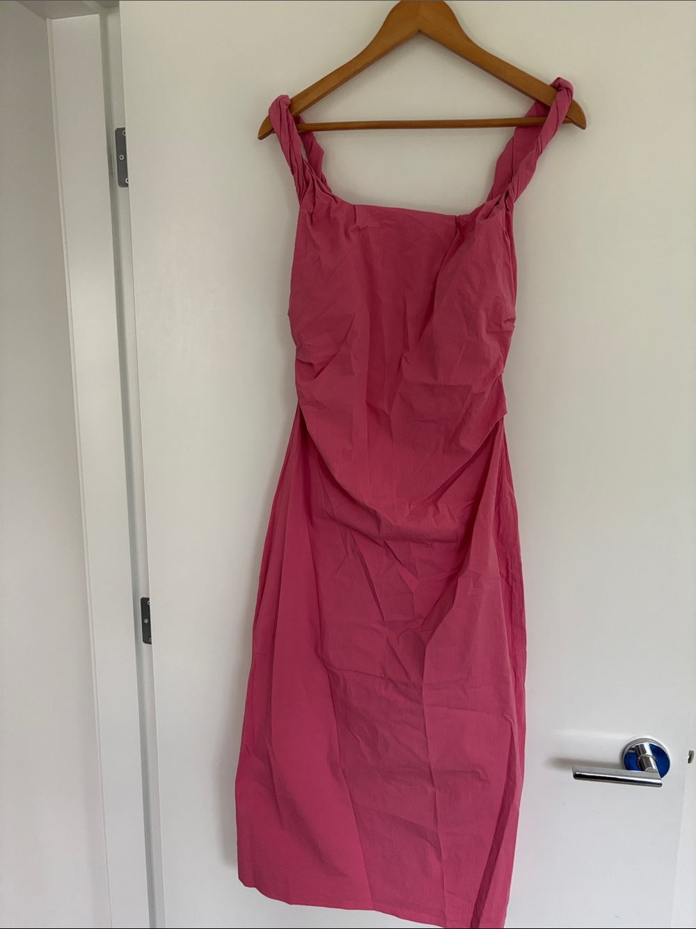 Zara Hot Pink Twisted-Strap Midi Dress